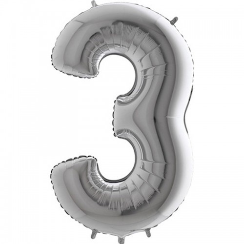 Balão Número 3 Prateado